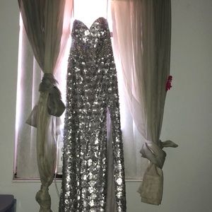 Silver long formal prom dress. Size 6